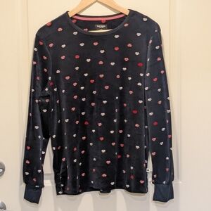 Kate Spade M Women's Super Soft Fuzzy Lip Print Pyjama Shirt